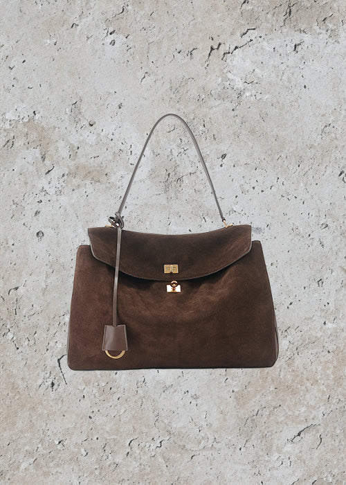 BURLEY | Dark Brown Suede and Leather Satchel, 28cm or 35cm