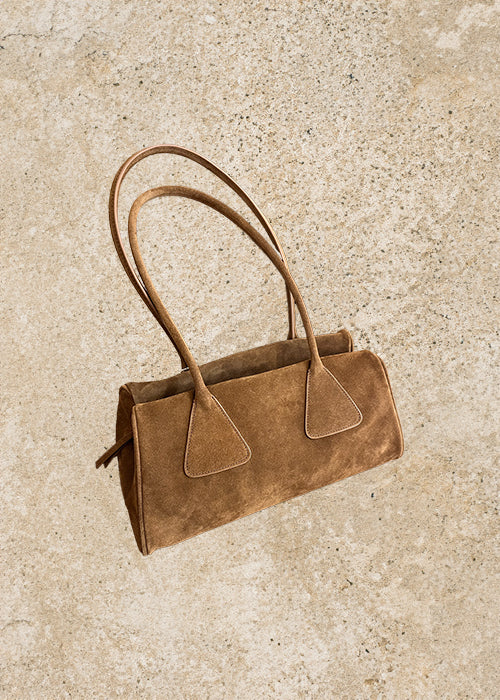 JOLENE | Tan, Suede, Shoulder Bag, 32cm