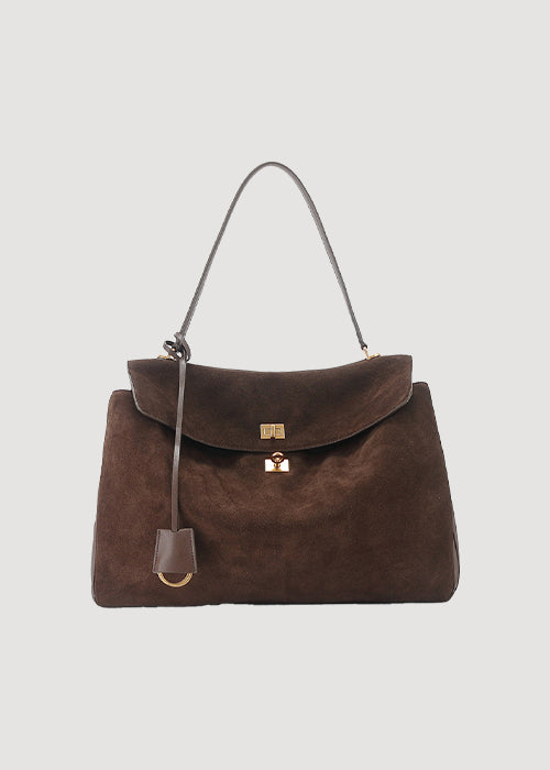 BURLEY | Dark Brown Suede and Leather Satchel, 28cm or 35cm