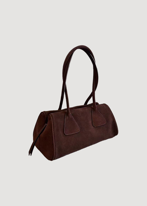 JOLENE | Dark Brown, Suede Shoulder Bag, 32cm